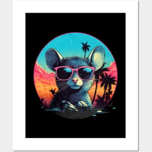 Retro Wave Chillout Grey Mouse Posters and Art